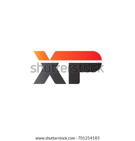 Initial letter XP, straight linked line bold logo, gradient fire red black colors