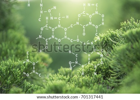 Plants background with biochemistry structure. Royalty-Free Stock Photo #701317441