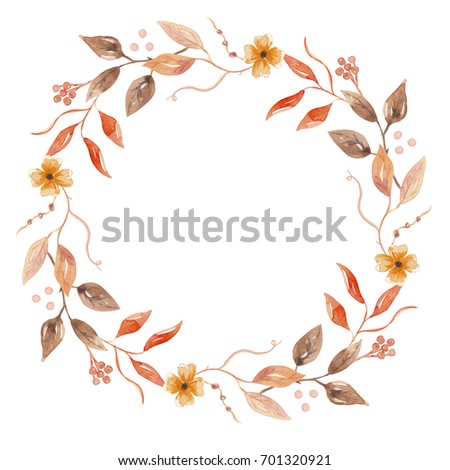 Watercolor Flower Autumn Fall Wreath Hand Painted Garland