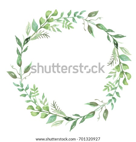 Watercolor Leaves Wreath Hand Painted Leaf Foliage Garland