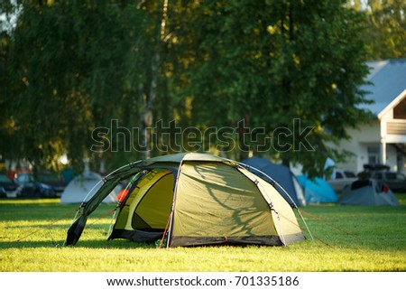Green tent at tourist camp