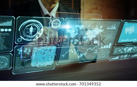futuristic GUI. graphical user interface. head up display. Royalty-Free Stock Photo #701349352