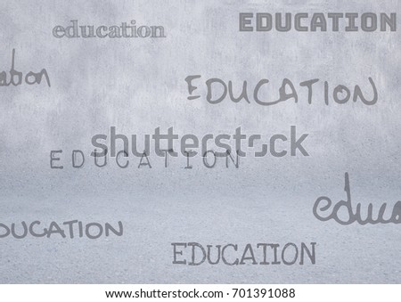 Digital composite of education text with grey background