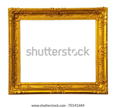 old antique gold frame. Isolated over white background with clipping path
