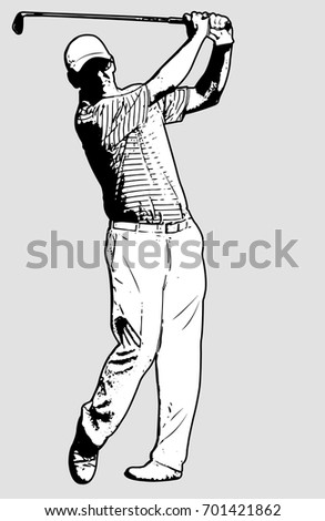 golf player sketch illustration - vector