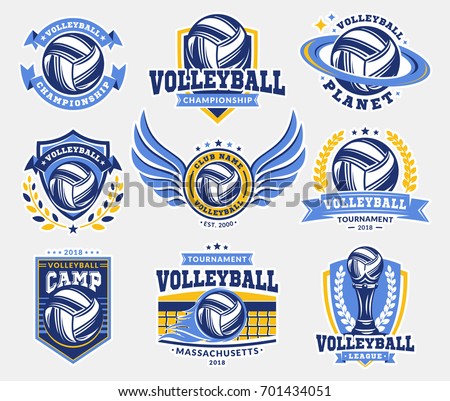 Volleyball logo, emblem set collections, designs templates on a light background