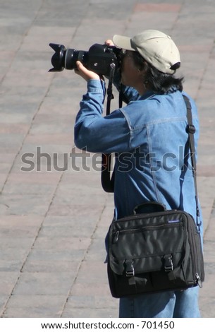 Photographer with large camera - Cusco, Peru