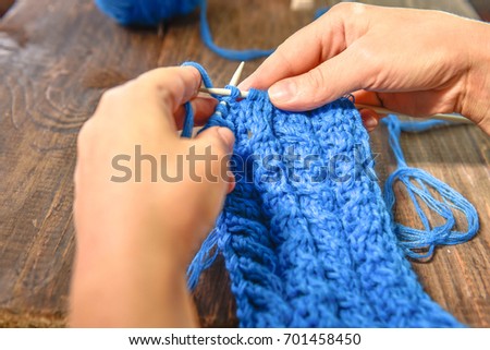 Knitting with knitting needles: .