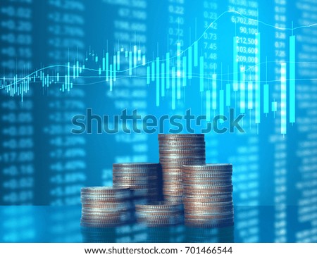 Investment concept, Coins graph stock market