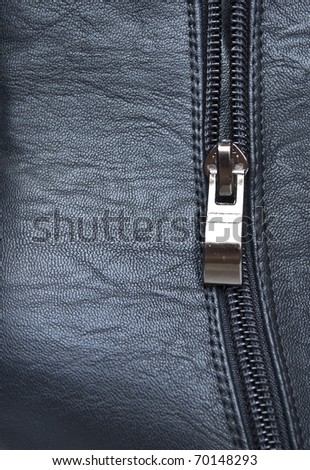 Zipper on black leather detail