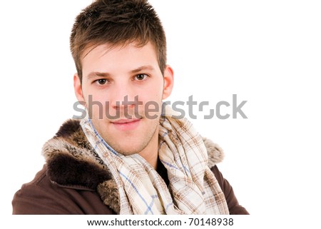 Picture of a young man dressed with winter clothes, isolated