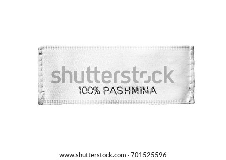 Fabric composition clothes label on white background