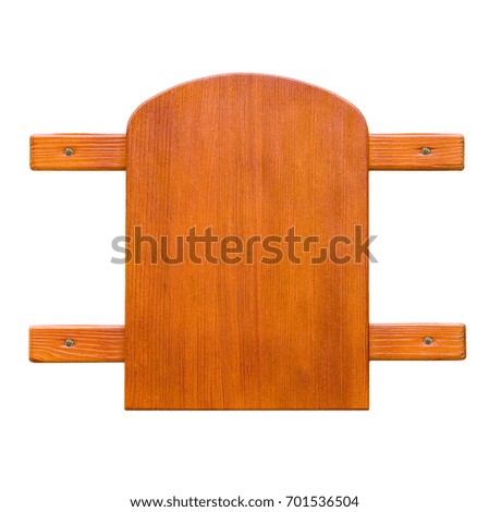Empty wooden vintage advertising design signboard isolated on white background