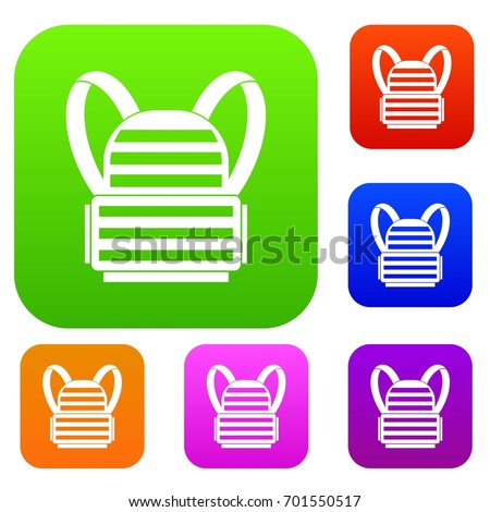 Military backpack set icon in different colors isolated vector illustration. Premium collection