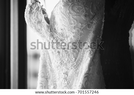bridal dress. black and white picture