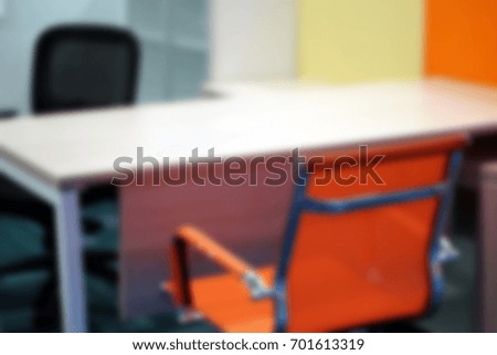 Abstract blurry image of chair and table, new office concept. 