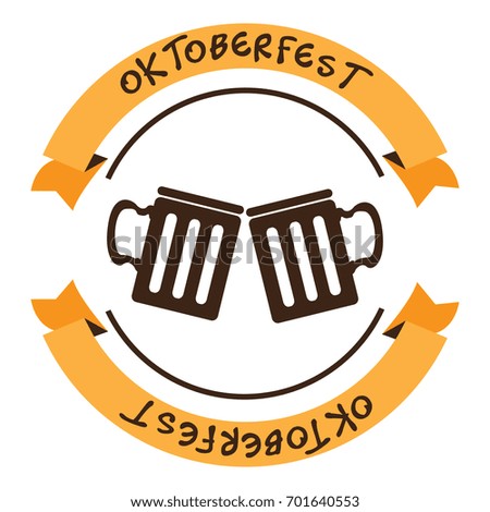 Isolated pair of beer mugs, Oktoberfest vector illustration