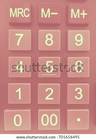 Pink number pad of calculator