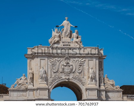 Detail of the Augusta arch, in Lisbon, Portugal.