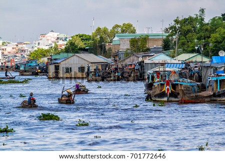 Mekong River - near Chau Doc - Vietnam Royalty-Free Stock Photo #701772646