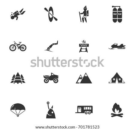 Active recreation icons set for website design