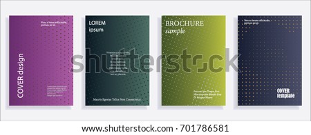 Minimalistic cover design templates. Layout set for covers of books, albums, notebooks, reports, magazines. Star, dot halftone gradient effect, flat modern abstract design Geometric mock-up texture Royalty-Free Stock Photo #701786581
