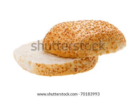 object on white - bun with sesame seeds