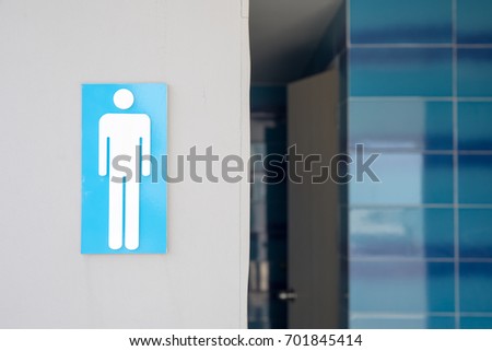 Men toilet rest room sign with copy space.