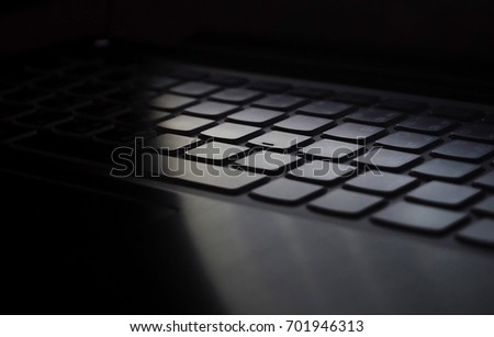 Close-up picture of a computer keyboard and Close-up picture of keyboard of a modern laptop.