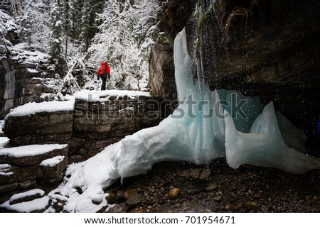 Malign Canyon Ice walk in Jasper National Park Royalty-Free Stock Photo #701954671