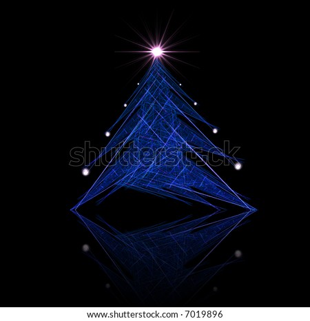 Fractal abstract - christmas tree (with star and decorations)
