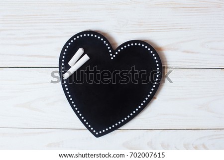 decor heart border white wooden background copy space
