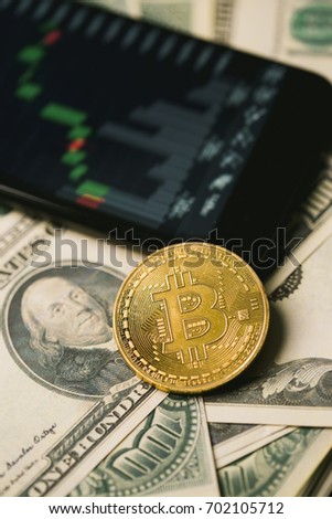Image of crypto money, smartphone