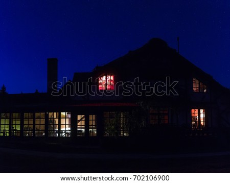  Landscape with house in night. The party house