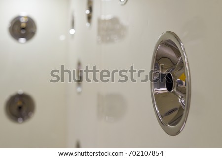 Air shower for removing dusts before entering production floor of the electronic manufacturing plant. This is also called shower room, a must practise before entering manufacturing area. Royalty-Free Stock Photo #702107854