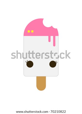 White and Pink Ice Cream Bar lolly Isolated on White Background