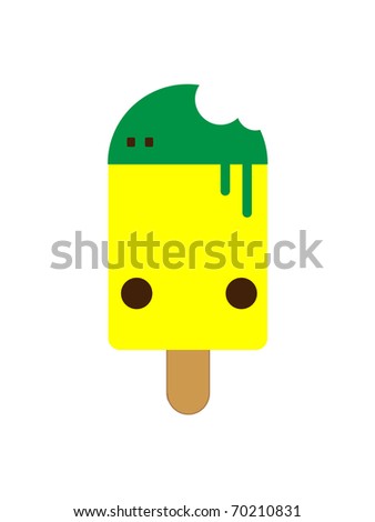 Yellow and Green Ice Cream Bar lolly Isolated on White Background
