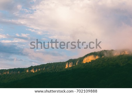 Summer landscape mountain ridge Una Koz in Adygea in the western Caucasus