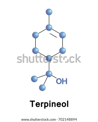Terpineol is a naturally occurring monoterpene alcohol that has been isolated from a variety of sources such as cajuput oil, pine oil, and petitgrain oil Royalty-Free Stock Photo #702148894