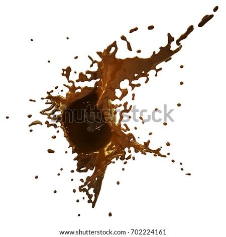 A splash of chocolate(cocoa).  3D illustration. Isolated on white background. 