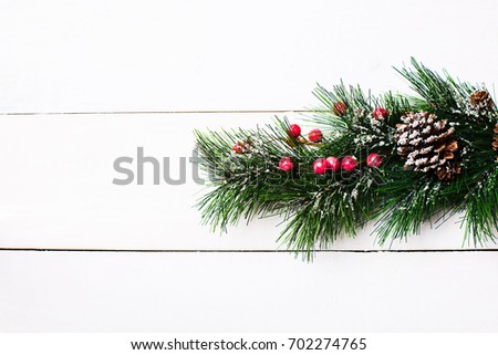 Christmas star decorations collection for mock up template design. View from above. Top view of a nice Christmas decorations on a white wooden background. New Year, holidays