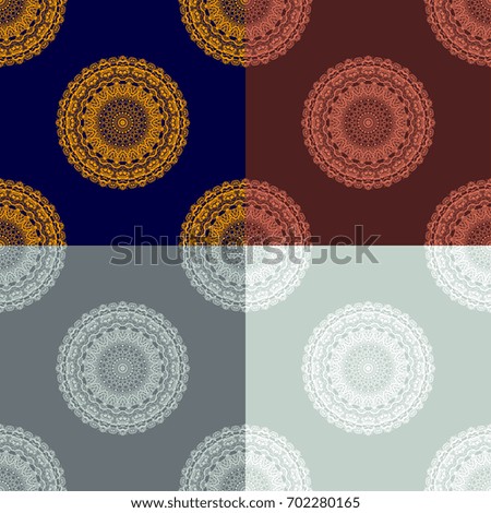 Seamless colorful background with ornament. Set. Wallpaper pattern