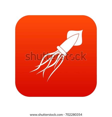 Squid icon digital red for any design isolated on white vector illustration