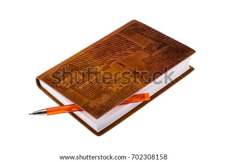 Leather notebook with ballpoint pen