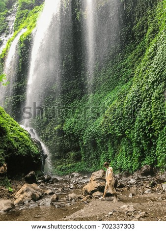 Mobile photography of Madakaripura Waterfall in Indonesia. The biggest and famous waterfall in East Java. (Process in HDR style)