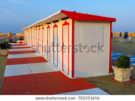 Beach cabins in Rimini, Emilia-Romagna, Italy