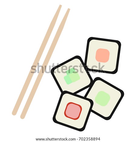 Sushi roll flat icon, vector sign, colorful pictogram isolated on white. Symbol, logo illustration. Flat style design