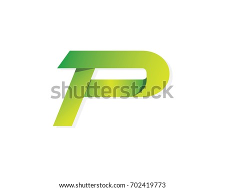 Modern Green Metal Ribbon P Letter Alphabet Symbol, Suitable For Technology, Renewable Energy Industry, Finance, Creative, Marketing And Other Digital Business Related Company