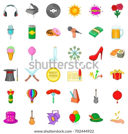 Outdoor icons set. Cartoon style of 36 outdoor vector icons for web isolated on white background