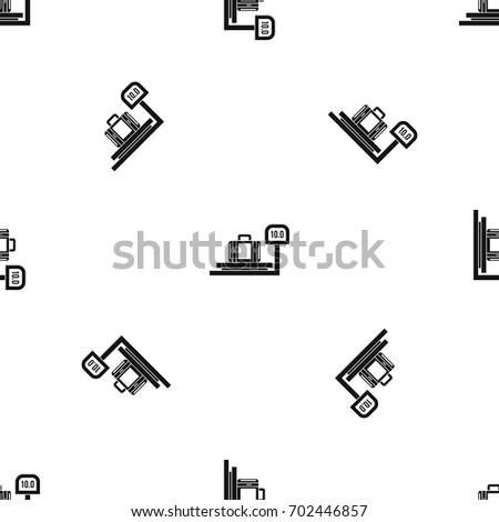 Luggage weighing pattern repeat seamless in black color for any design. Vector geometric illustration